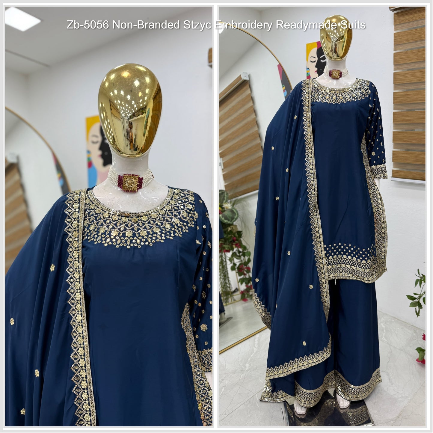 Zb-5056 Non-Branded Stzyc Embroidery Readymade Suits