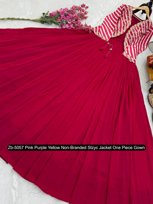 Zb-5057 Pink Purple Yellow Non-Branded Stzyc Jacket One Piece Gown