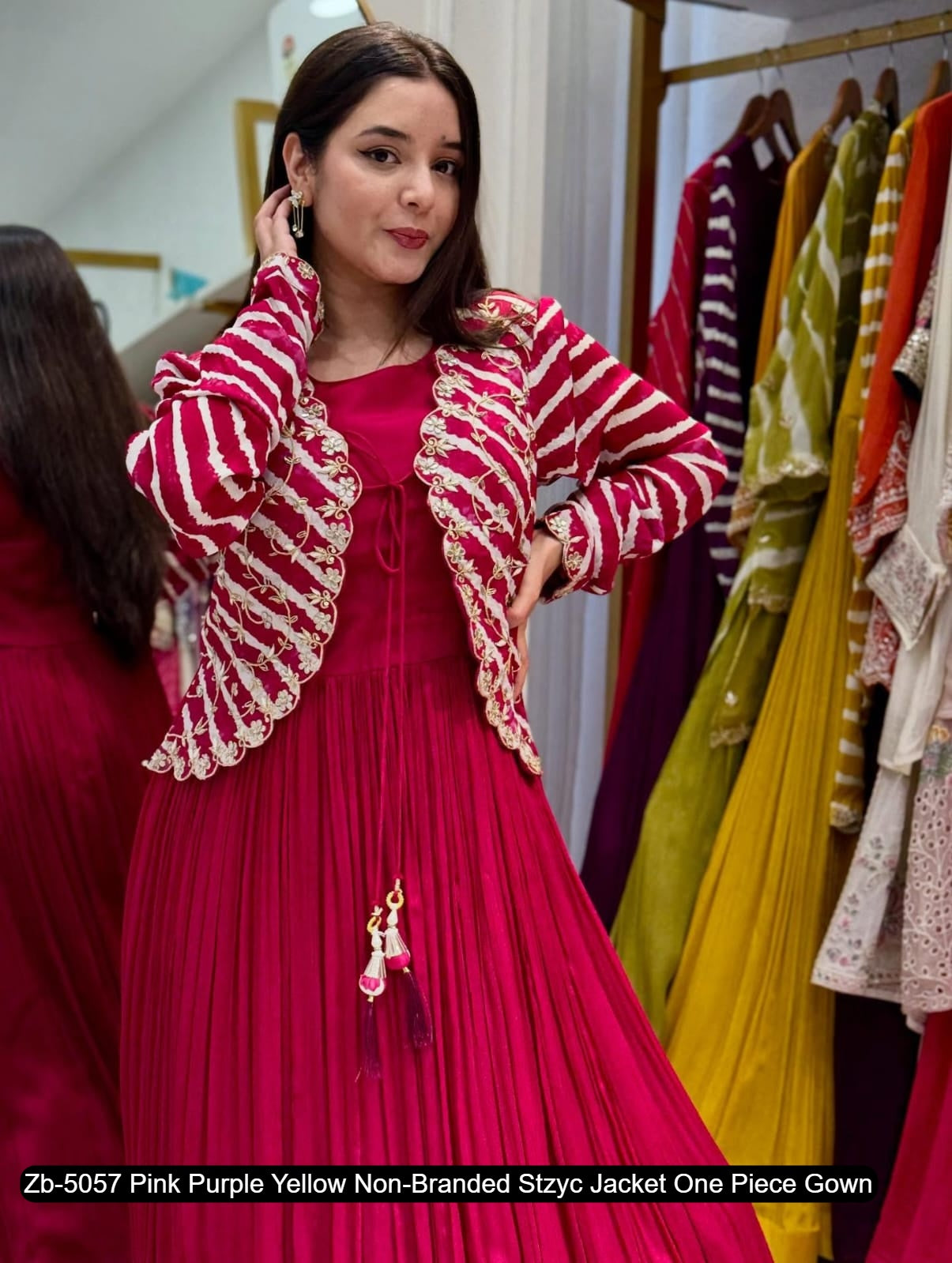 Zb-5057 Pink Purple Yellow Non-Branded Stzyc Jacket One Piece Gown