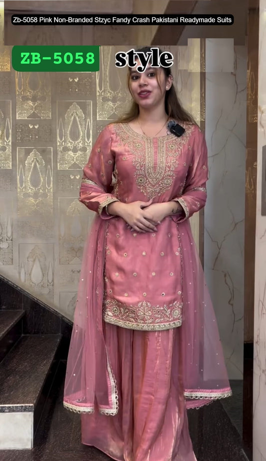 Zb-5058 Pink Non-Branded Stzyc Fandy Crash Pakistani Readymade Suits