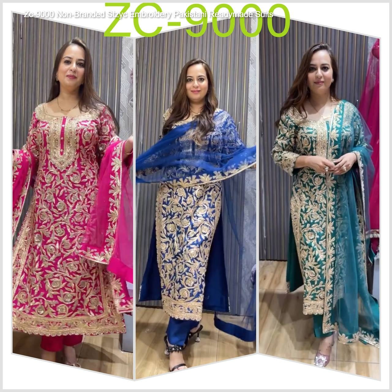 Zc-9000 Non-Branded Stzyc Embroidery Pakistani Readymade Suits