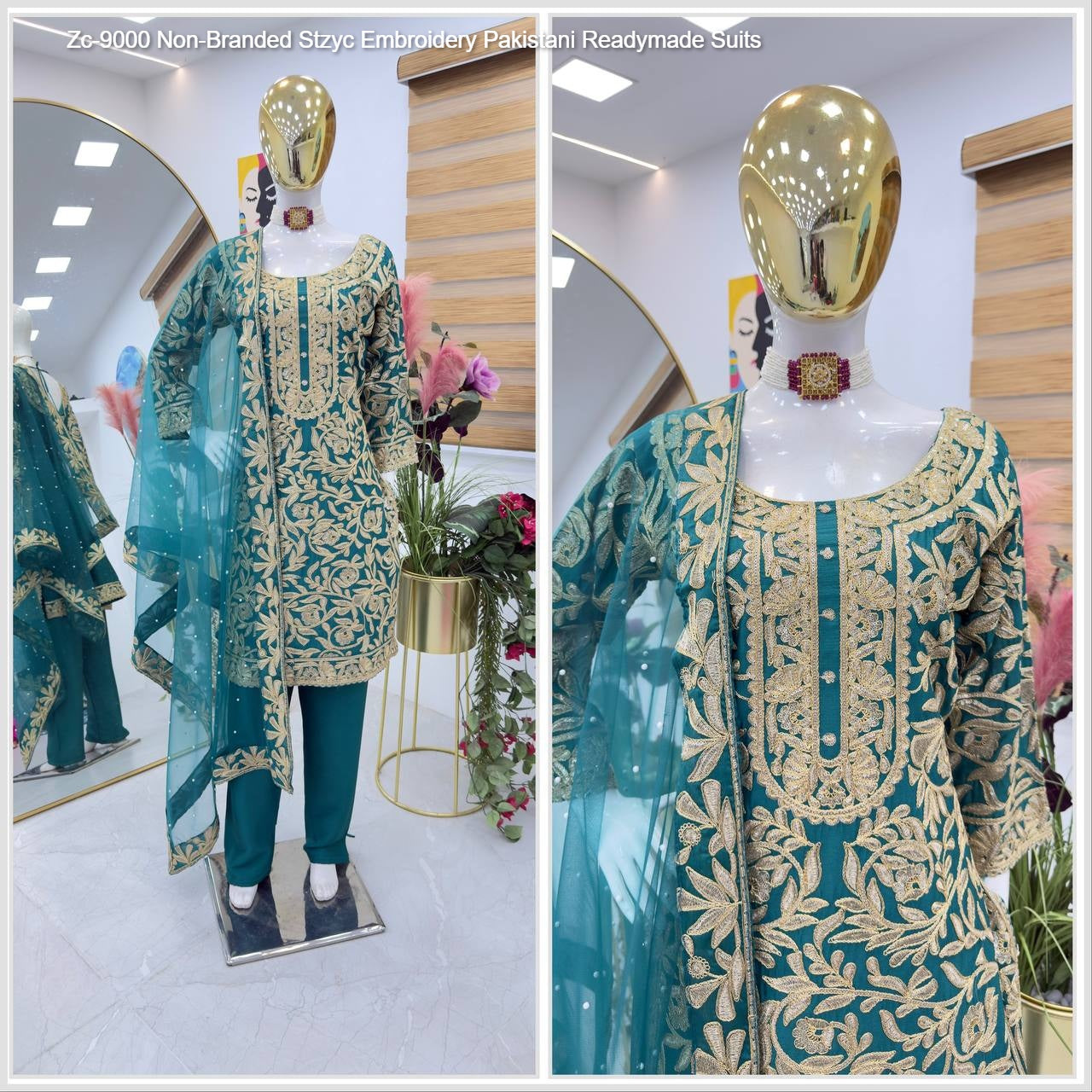 Zc-9000 Non-Branded Stzyc Embroidery Pakistani Readymade Suits