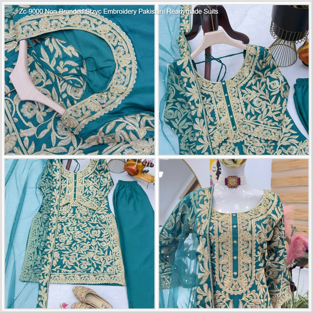 Zc-9000 Non-Branded Stzyc Embroidery Pakistani Readymade Suits