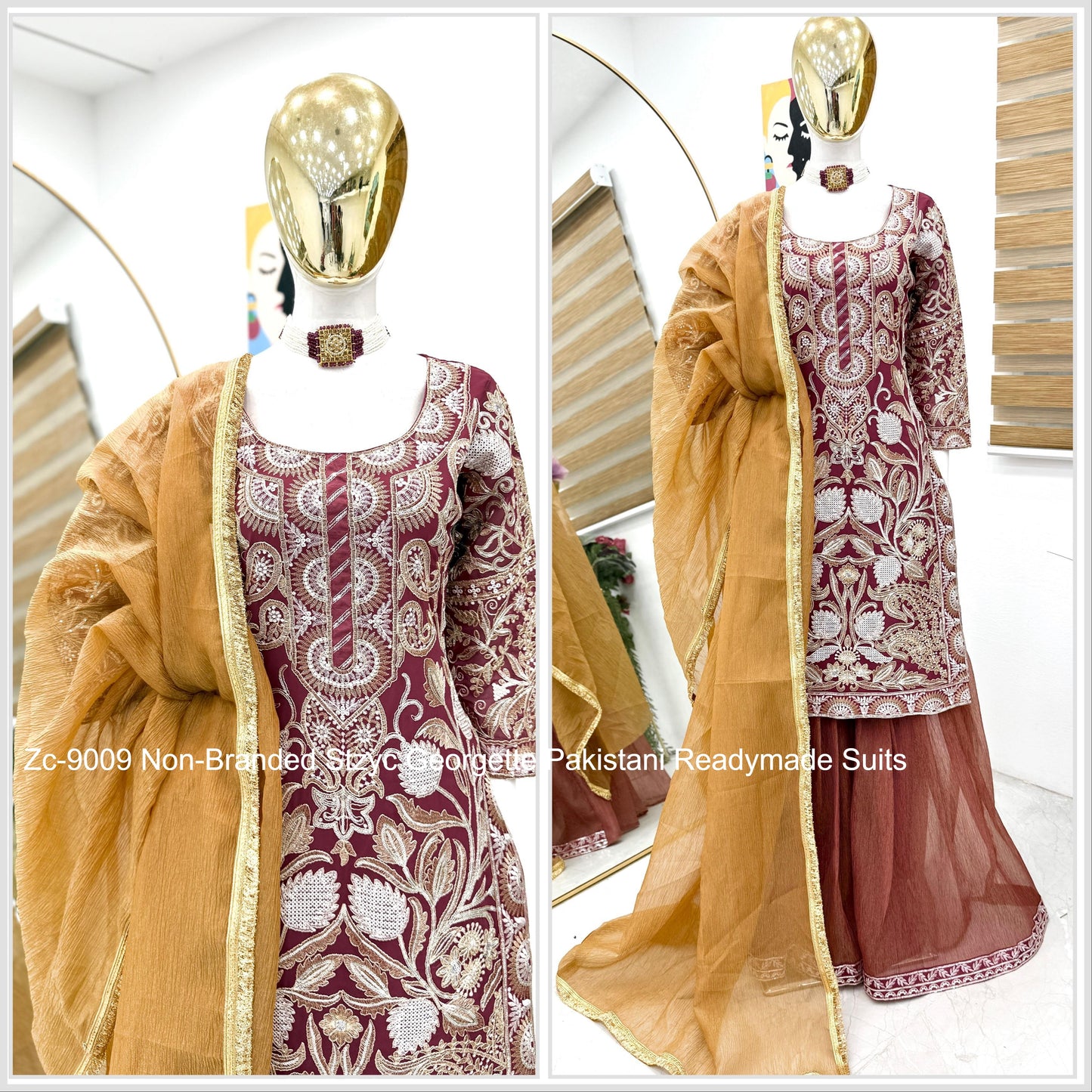 Zc-9009 Non-Branded Stzyc Georgette Pakistani Readymade Suits