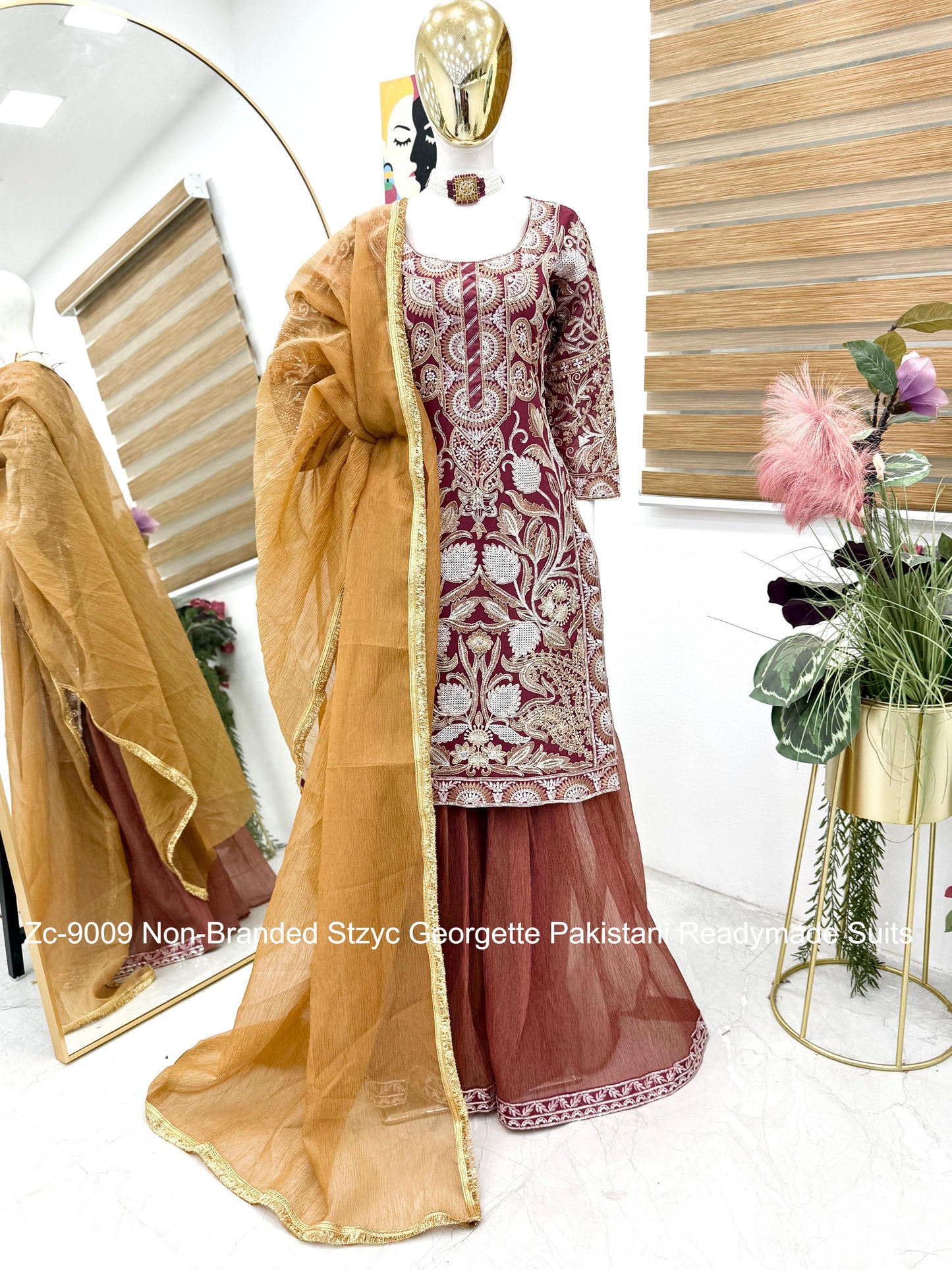 Zc-9009 Non-Branded Stzyc Georgette Pakistani Readymade Suits