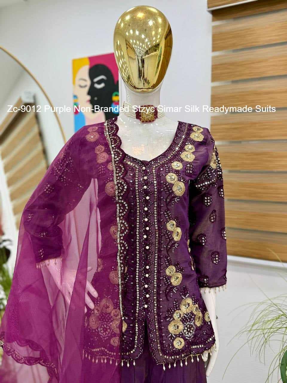 Zc-9012 Purple Non-Branded Stzyc Simar Silk Readymade Suits