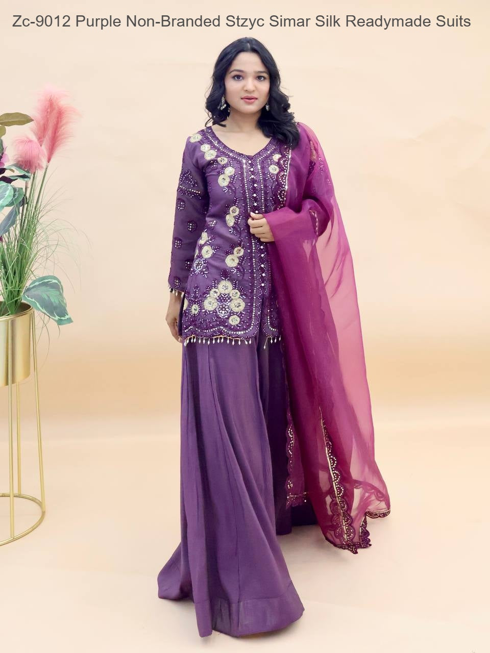 Zc-9012 Purple Non-Branded Stzyc Simar Silk Readymade Suits
