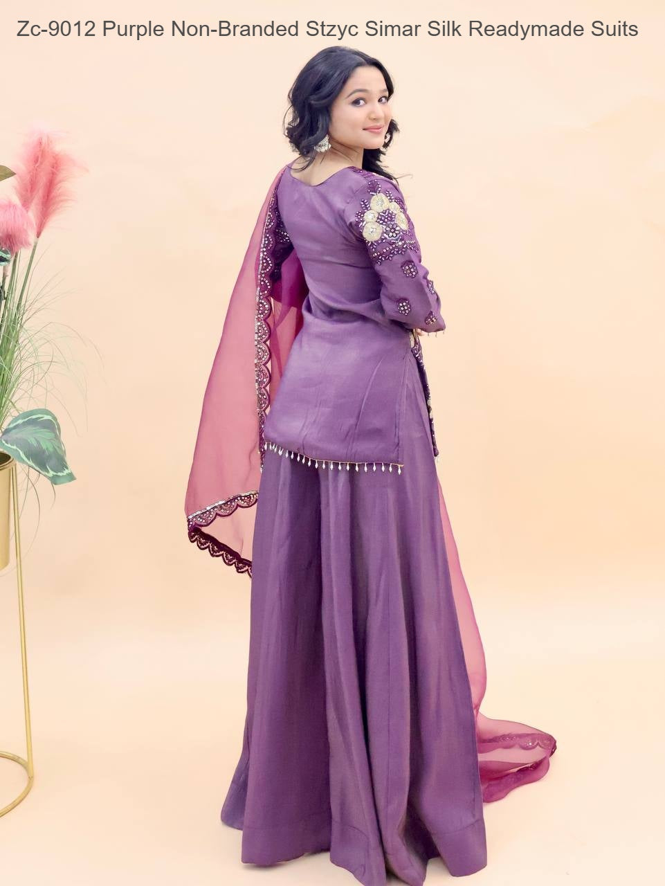 Zc-9012 Purple Non-Branded Stzyc Simar Silk Readymade Suits