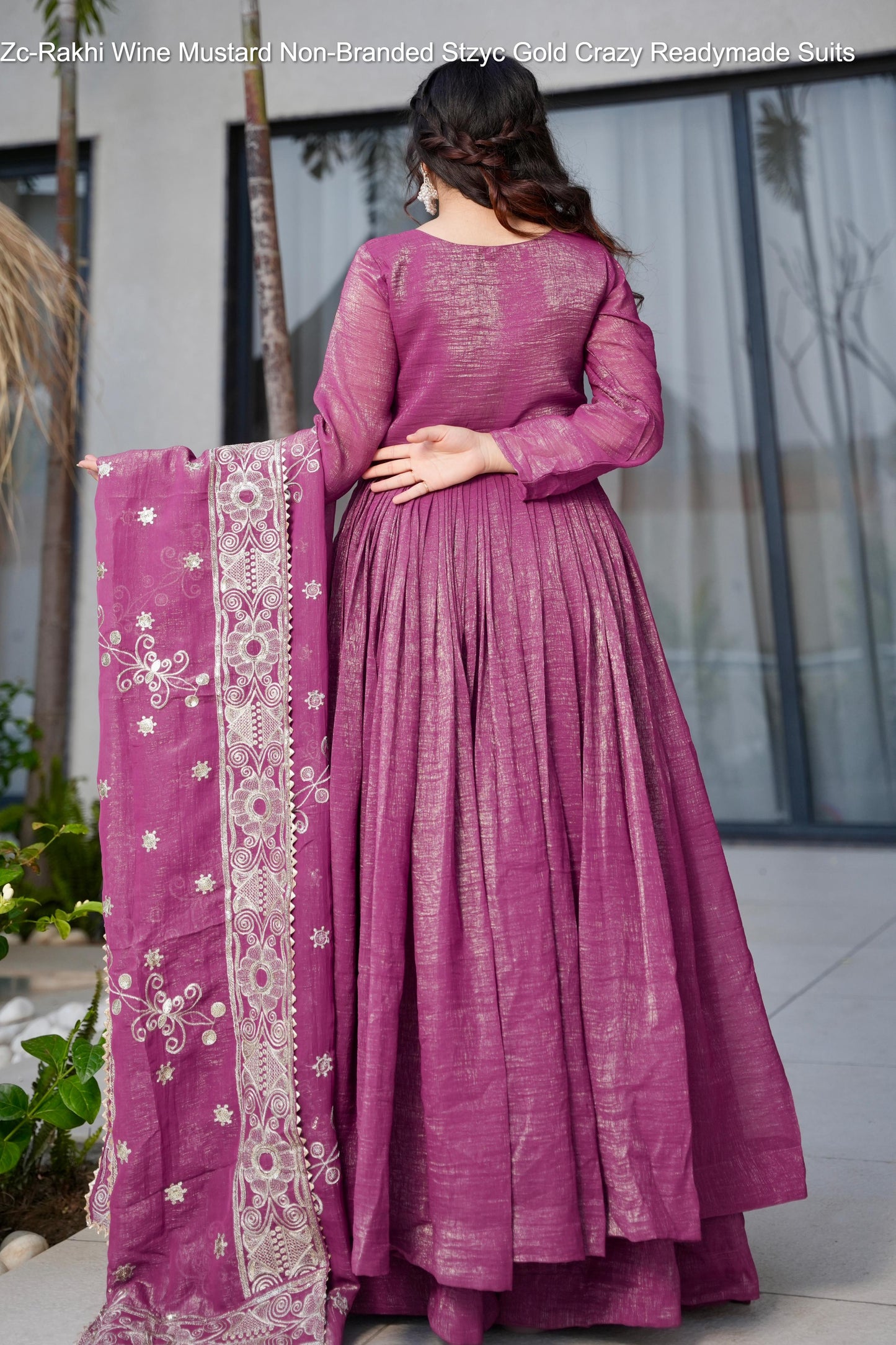 Zc-Rakhi Wine Mustard Non-Branded Stzyc Gold Crazy Readymade Suits