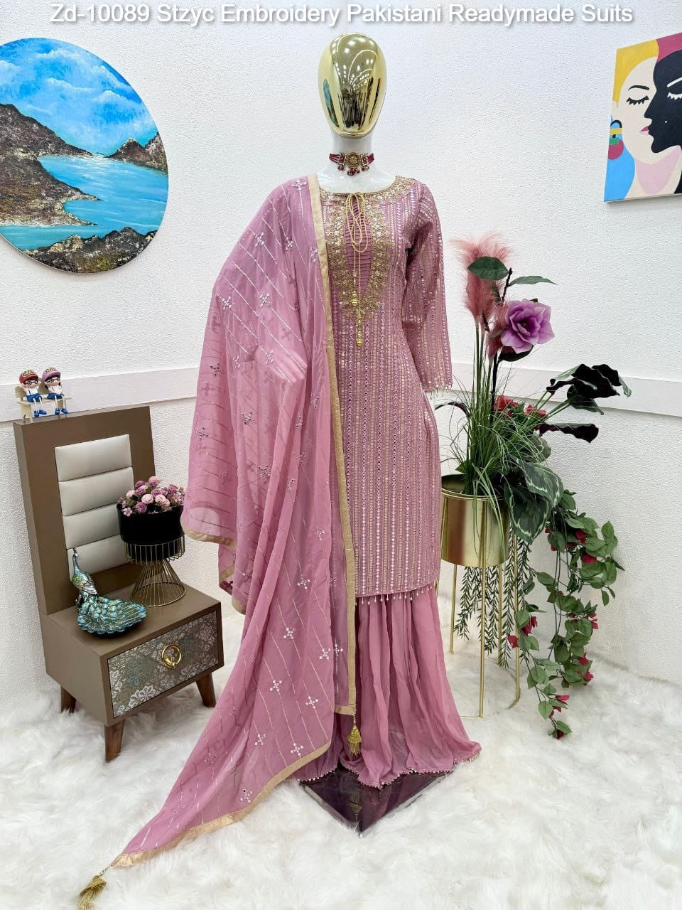 Zd-10089 Stzyc Embroidery Pakistani Readymade Suits
