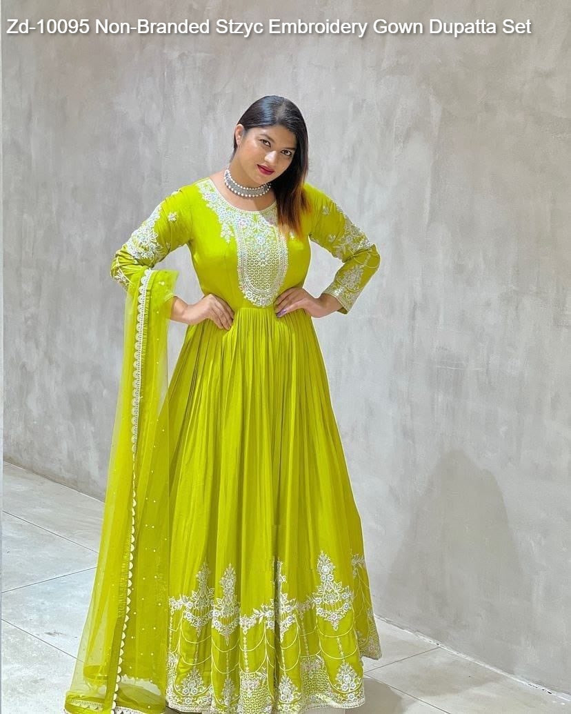 Zd-10095 Non-Branded Stzyc Embroidery Gown Dupatta Set