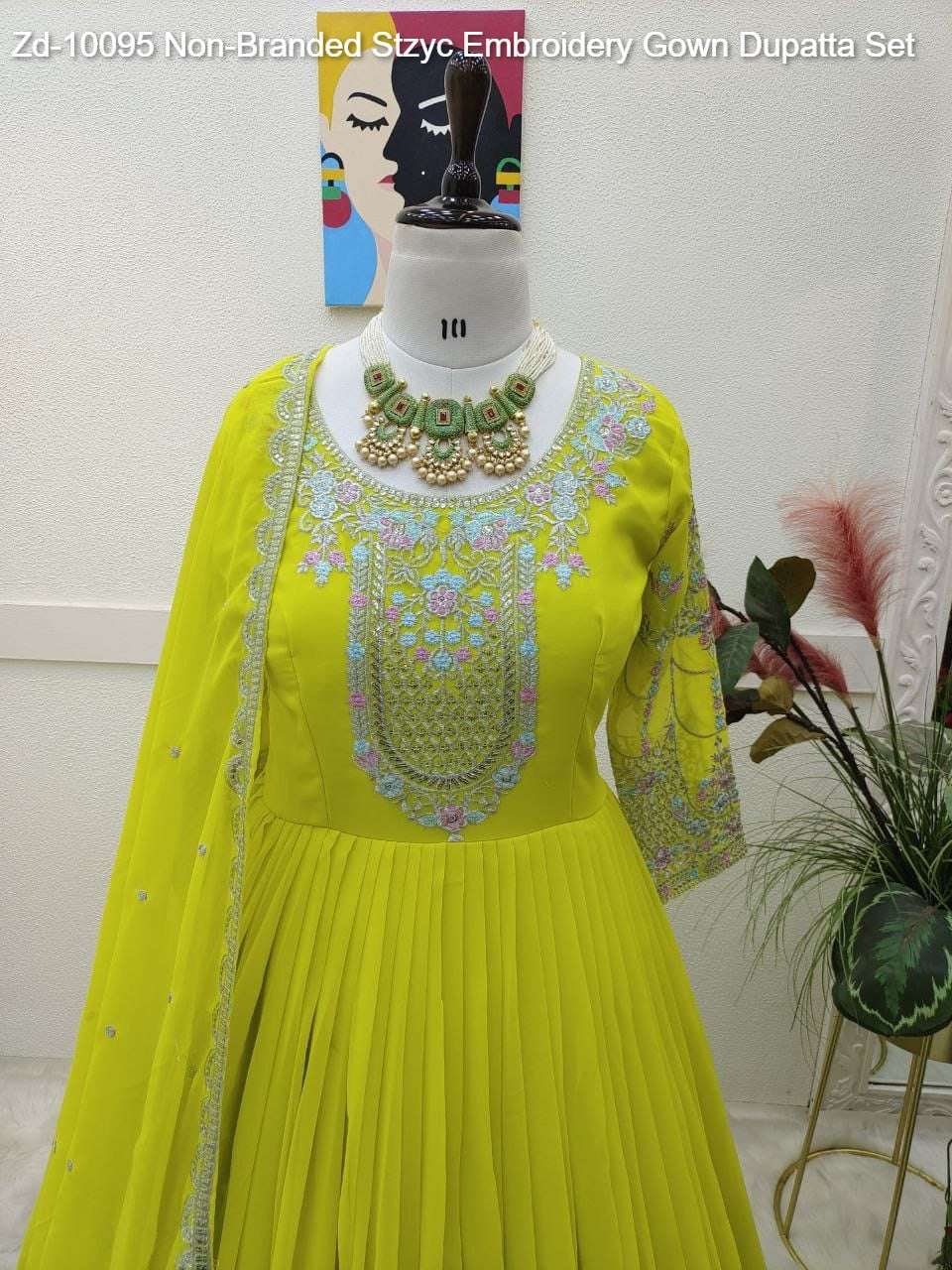 Zd-10095 Non-Branded Stzyc Embroidery Gown Dupatta Set