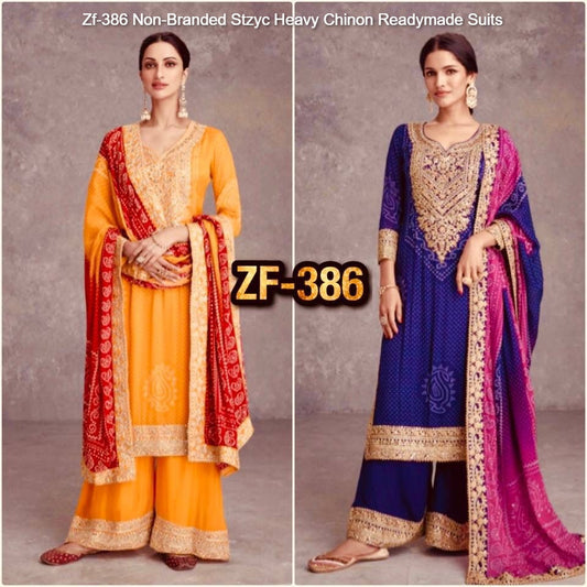 Zf-386 Non-Branded Stzyc Heavy Chinon Readymade Suits