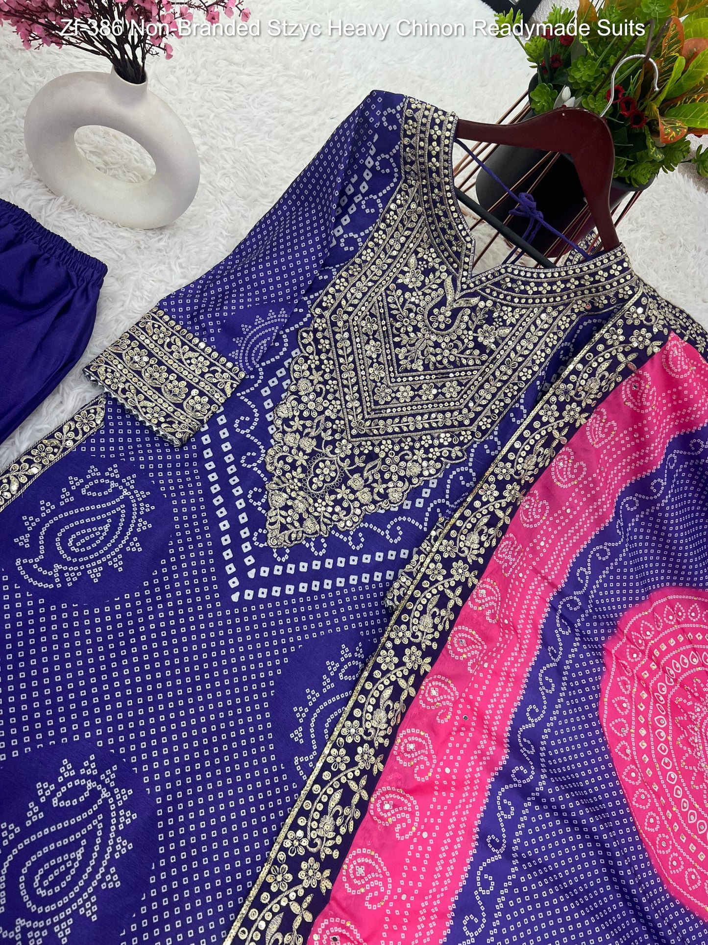 Zf-386 Non-Branded Stzyc Heavy Chinon Readymade Suits