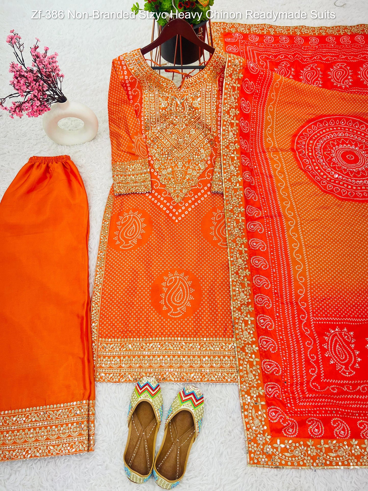 Zf-386 Non-Branded Stzyc Heavy Chinon Readymade Suits