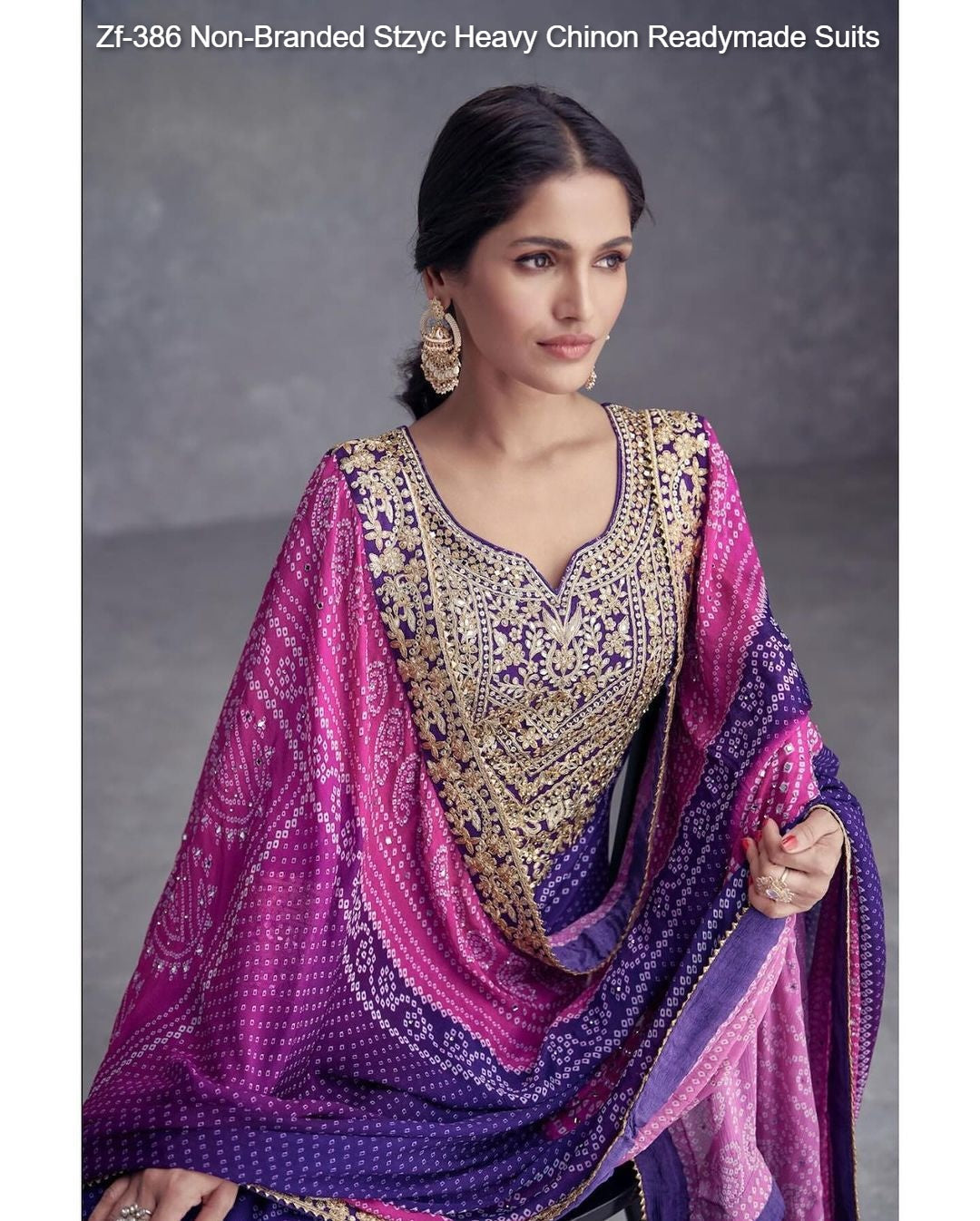 Zf-386 Non-Branded Stzyc Heavy Chinon Readymade Suits