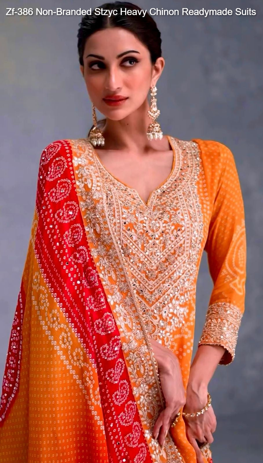 Zf-386 Non-Branded Stzyc Heavy Chinon Readymade Suits