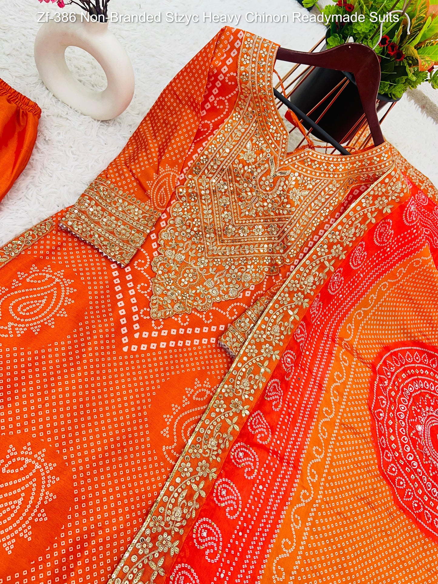 Zf-386 Non-Branded Stzyc Heavy Chinon Readymade Suits