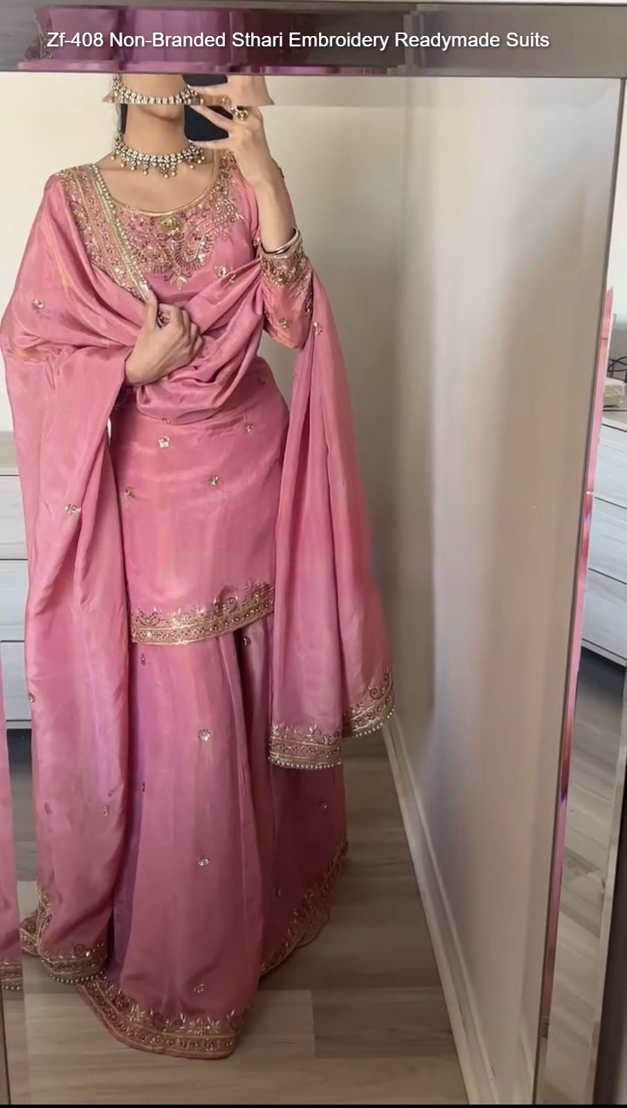 Zf-408 Non-Branded Sthari Embroidery Readymade Suits