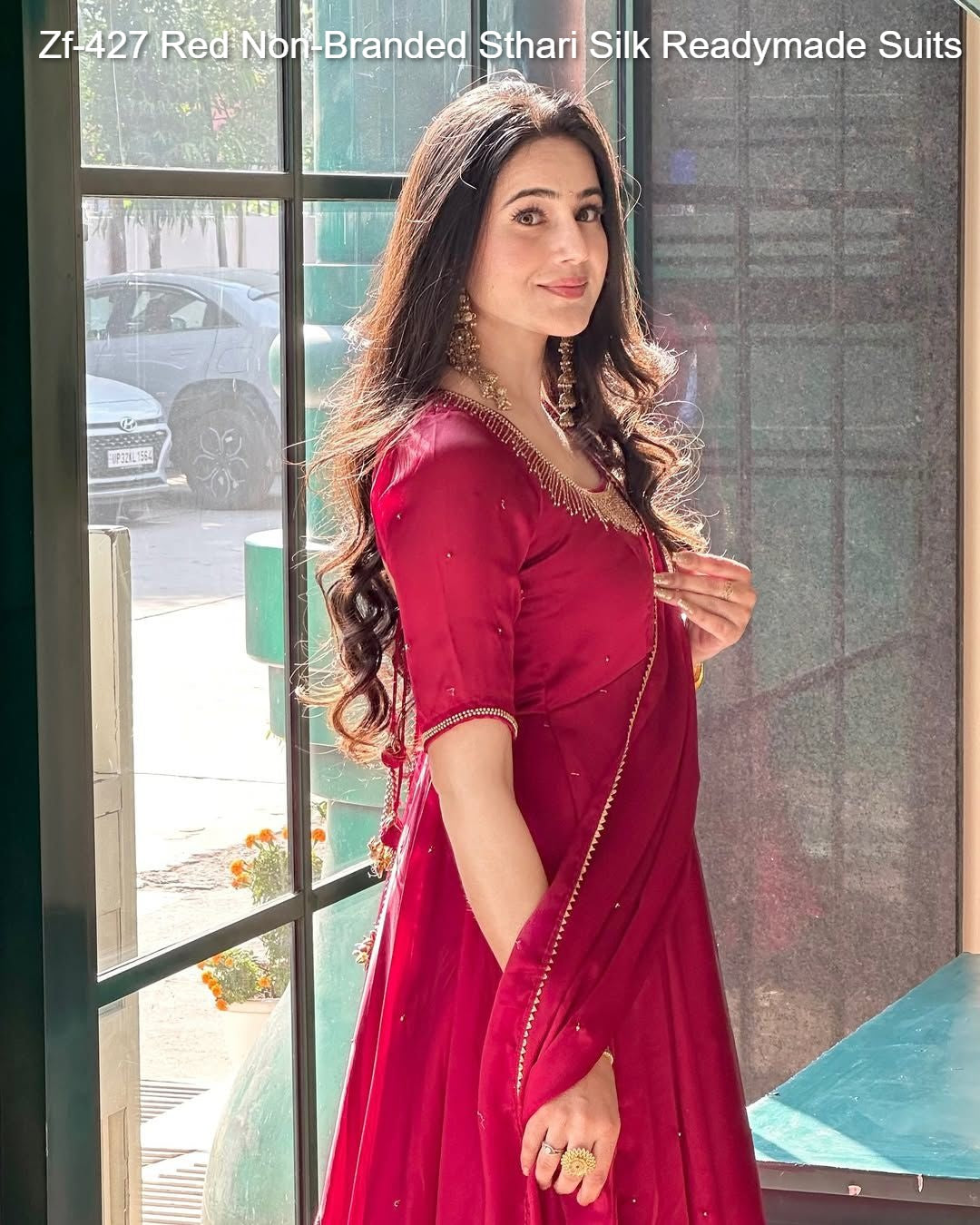 Zf-427 Red Non-Branded Sthari Silk Readymade Suits