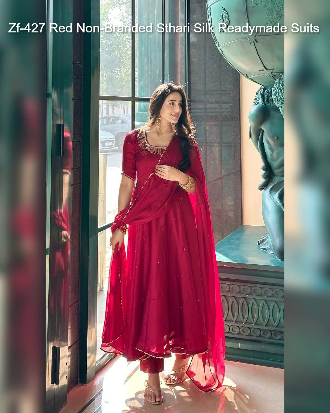 Zf-427 Red Non-Branded Sthari Silk Readymade Suits