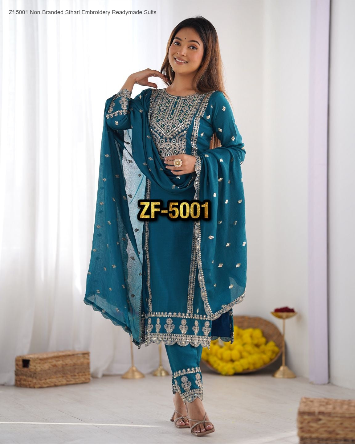 Zf-5001 Non-Branded Sthari Embroidery Readymade Suits