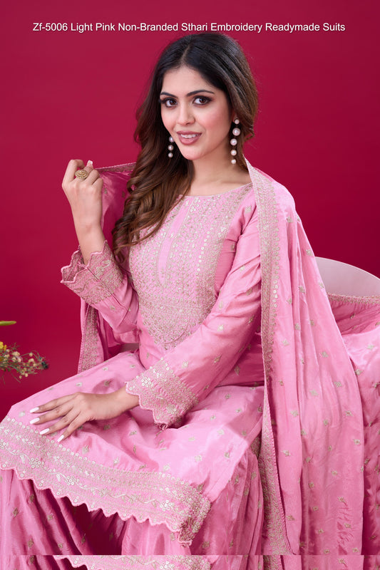Zf-5006 Light Pink Non-Branded Sthari Embroidery Readymade Suits