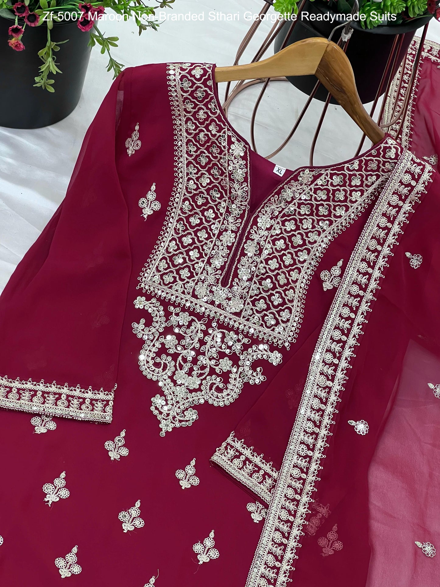 Zf-5007 Maroon Non-Branded Sthari Georgette Readymade Suits