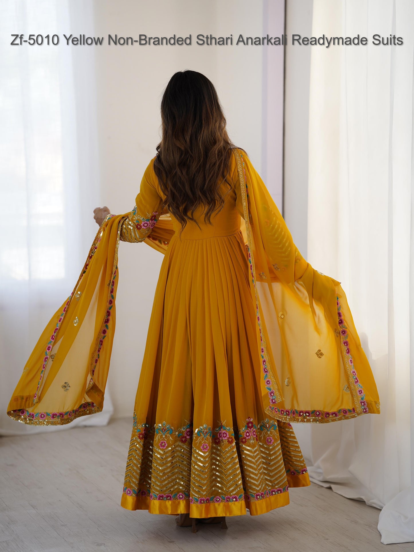 Zf-5010 Yellow Non-Branded Sthari Anarkali Readymade Suits