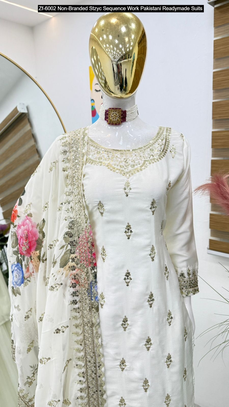 Zf-6002 Non-Branded Stzyc Sequence Work Pakistani Readymade Suits