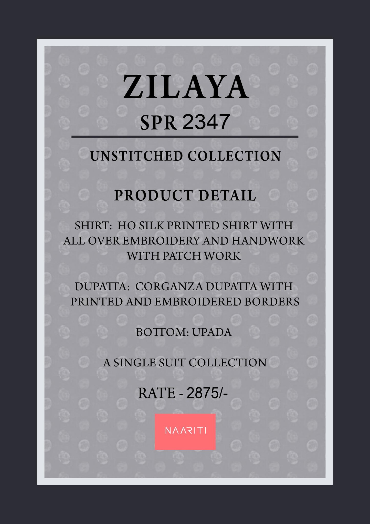 Zilaya 2347 Naariti Printed Unstitched Suits