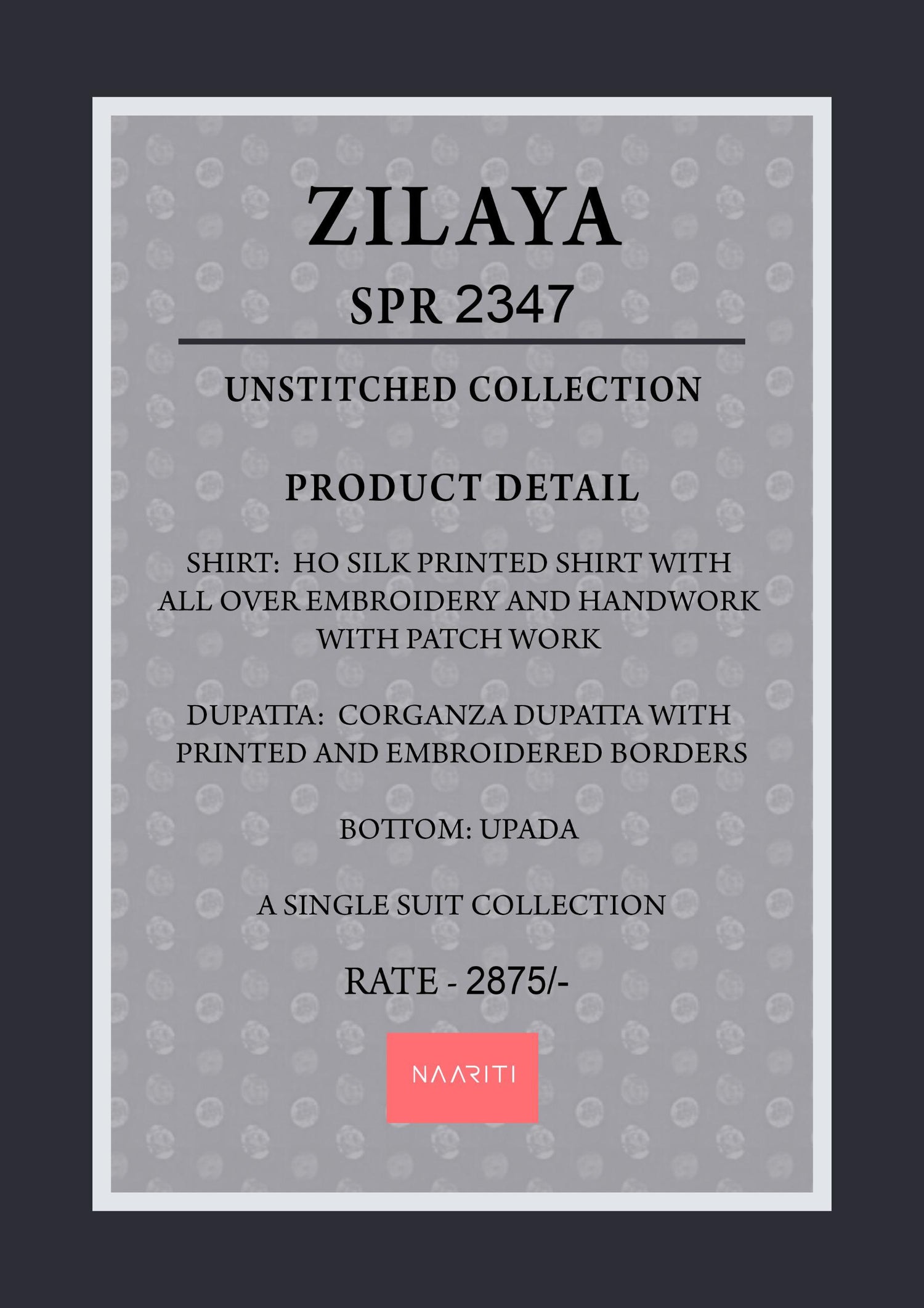 Zilaya 2347 Naariti Printed Unstitched Suits