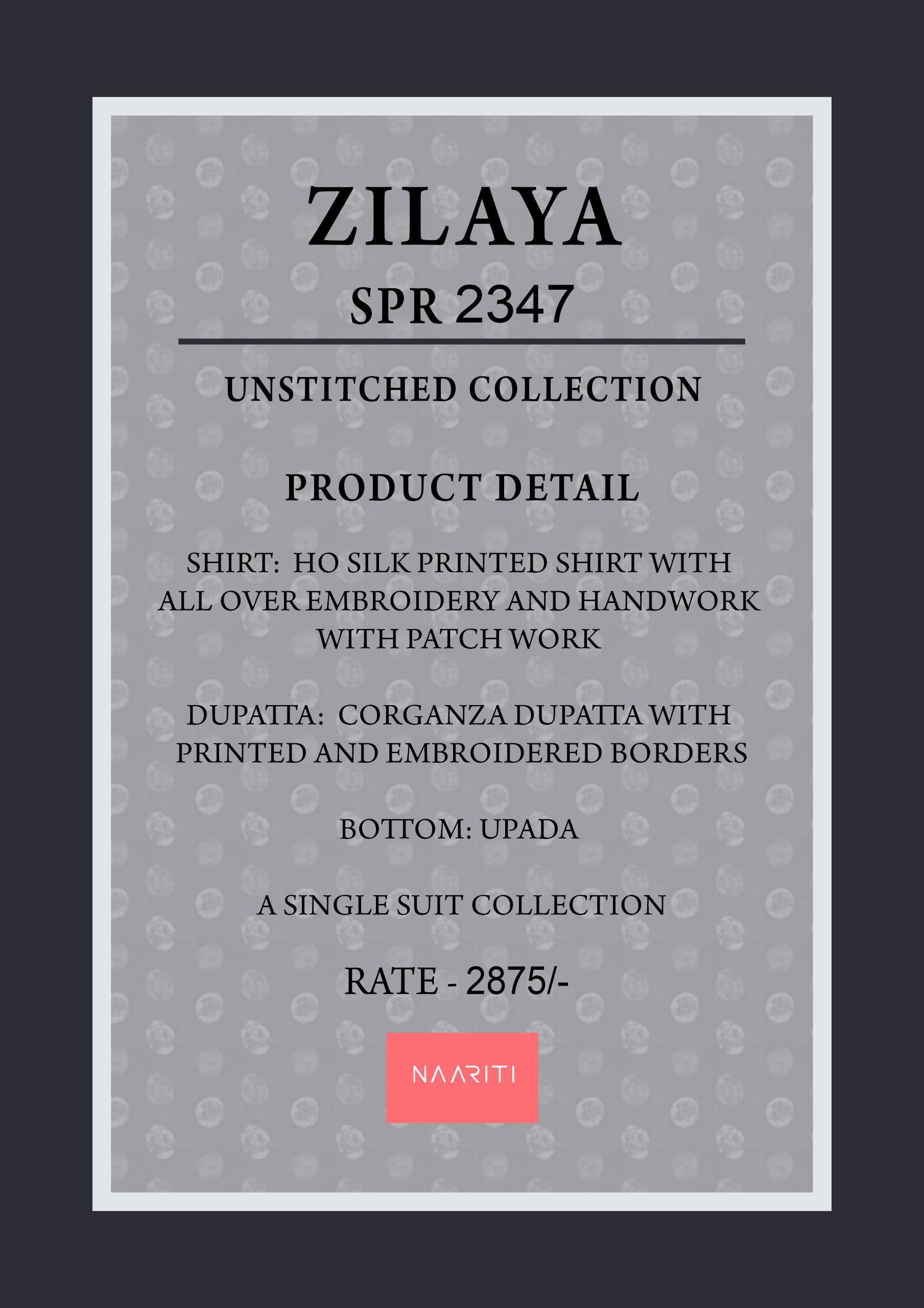 Zilaya 2347 Naariti Printed Unstitched Suits