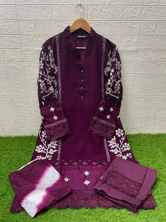 Zs-1181 Wine Zoya Studio Embroidery Pakistani Readymade Suits