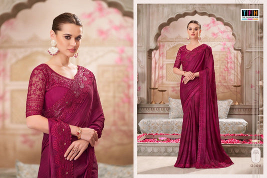 31018 Silver Screen 21 Edition Tfh Sartin Silk Sarees