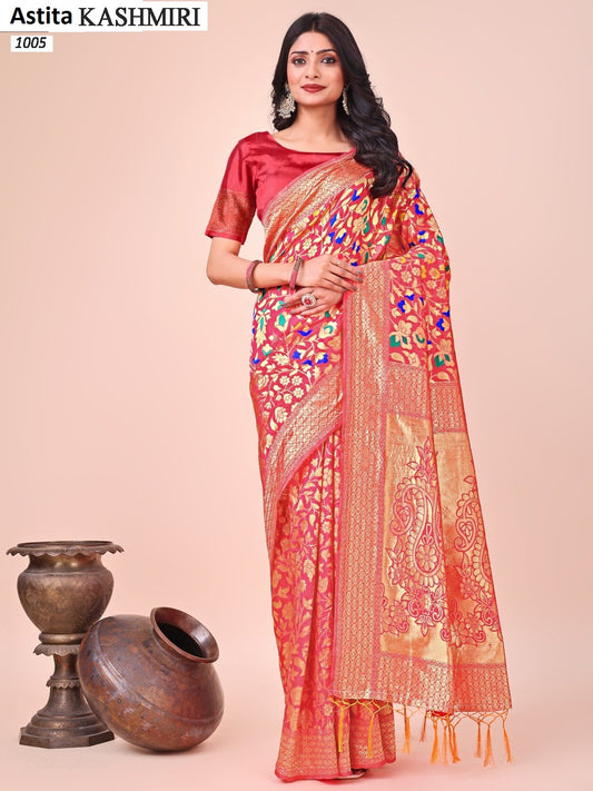 1005 Kashmiri Astita Lichi Silk Sarees