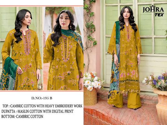 Jt-195-B Johra Tex Cambric Cotton Pakistani Salwar Suits