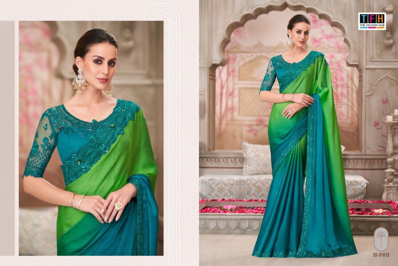 31013 Silver Screen 21 Edition Tfh Sartin Silk Sarees