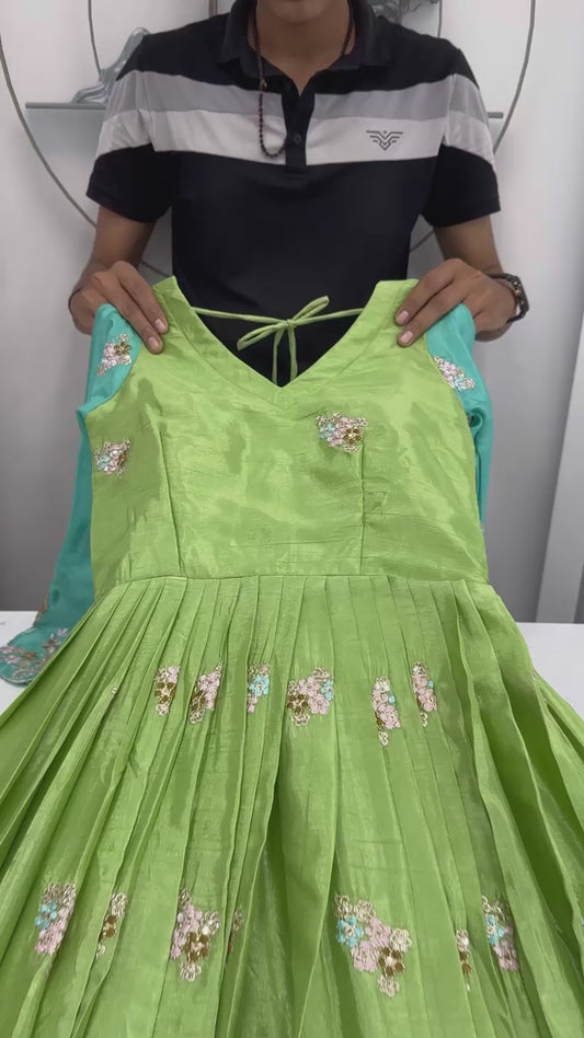 Pf-017 Sttuc Embroidery Gown Dupatta Set