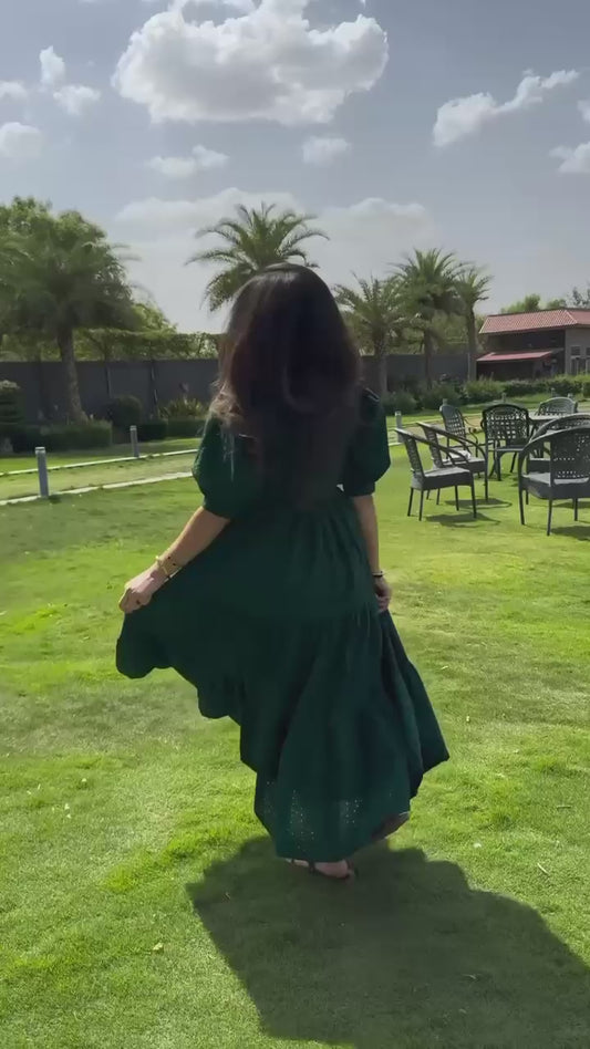 Twirl Green Aadhya Designer Cotton One Piece