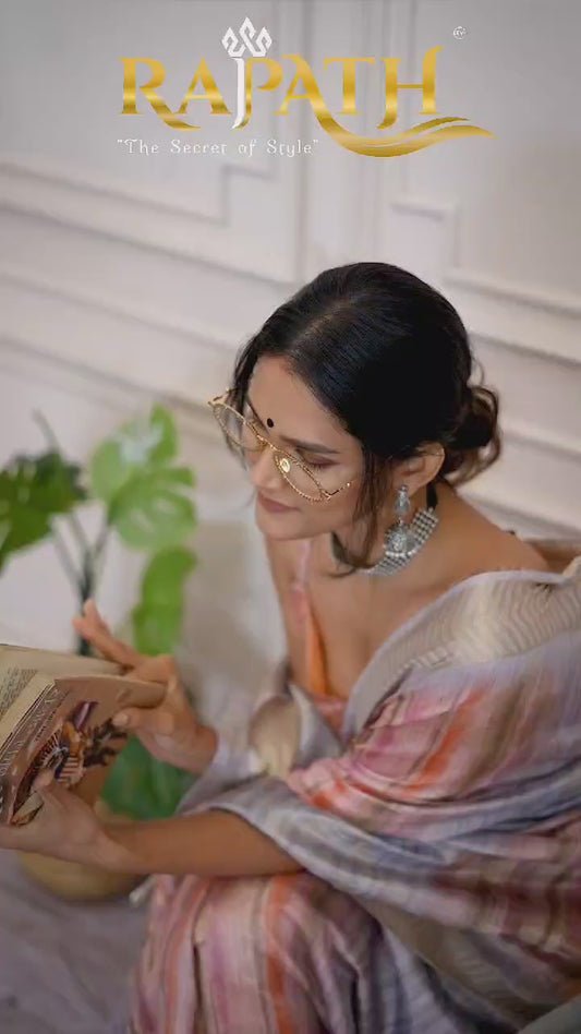 940006 Kingfisher Rajpath Khadi Sarees