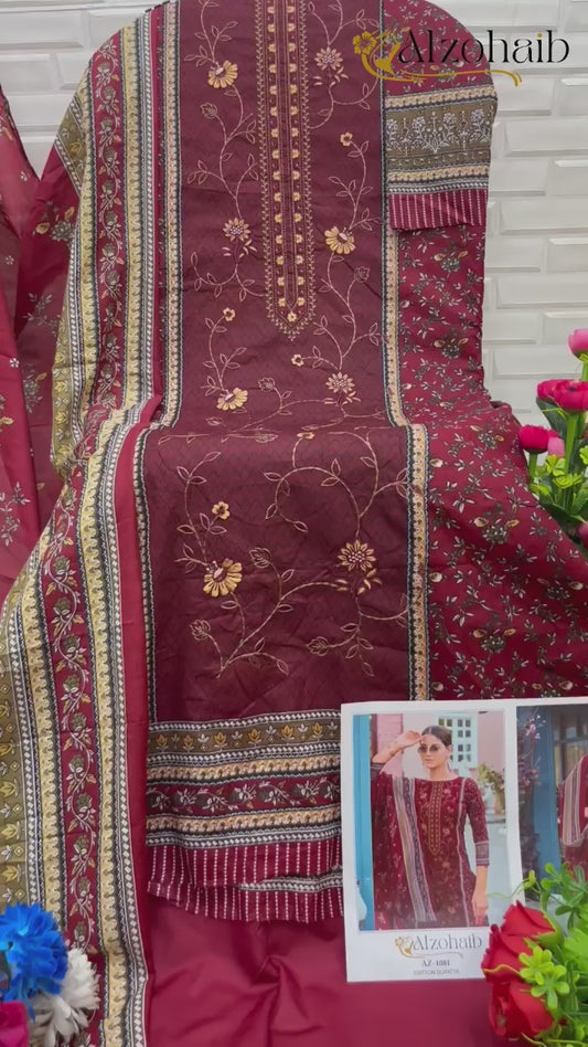 Az-1081 Al Zohaib Cotton Pakistani Salwar Suits