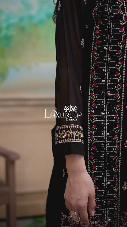 1408 Black Laxuria Trendz Embroidered Pakistani Readymade Suits