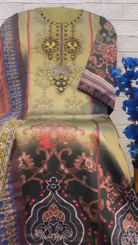 1134 Mariya B Silk Collection Aasha Designer Print Pakistani Patch Suits